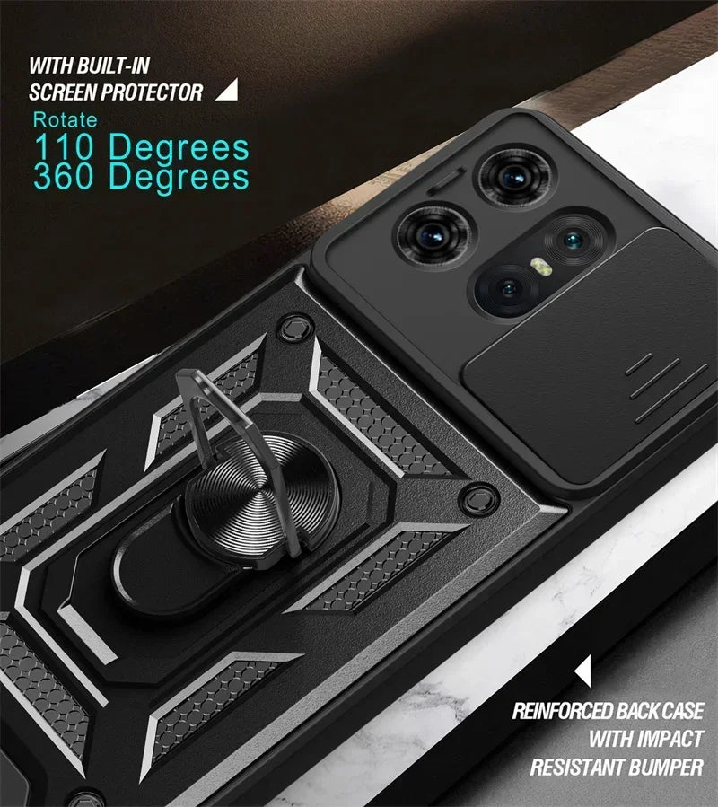 Motorola Edge Phone case with camera cover & kickstand for Motorola Edge 50 40 NEO 30 Pro Ultra Fusion G04 G34 G84 G54 G42