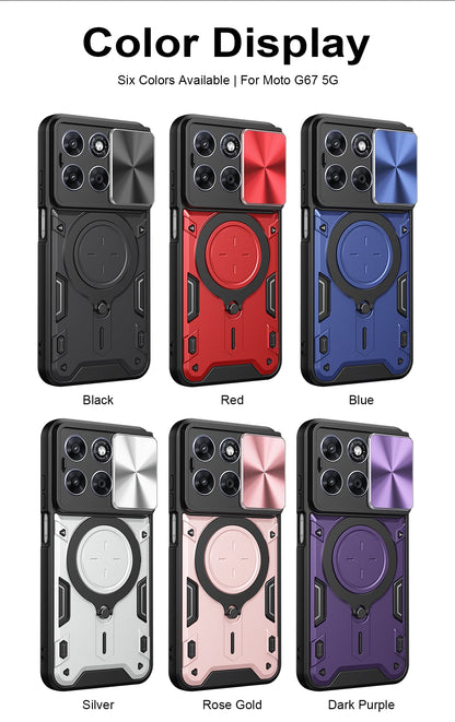 Motorola Slide Camera Lens Ring Kickstand Phone Cover For Moto G67 G77 G75 G84 G85 G86 G53 G54 G55 G56 G06 Power