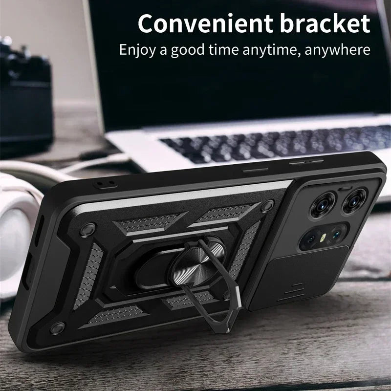 Motorola Edge Phone case with camera cover & kickstand for Motorola Edge 50 40 NEO 30 Pro Ultra Fusion G04 G34 G84 G54 G42