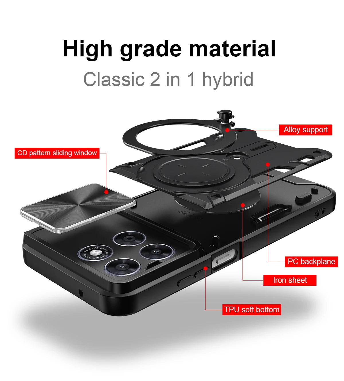 Motorola Slide Camera Lens Ring Kickstand Phone Cover For Moto G67 G77 G75 G84 G85 G86 G53 G54 G55 G56 G06 Power