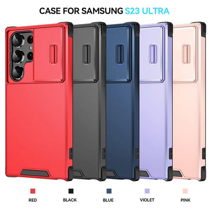Slide Camera Protection Armor Magnetic Phone Case for Samsung S25 S24 S23 FE S22 S26 Ultra A56 A36 A16 A06 A55 A35 A25 A15 Cover