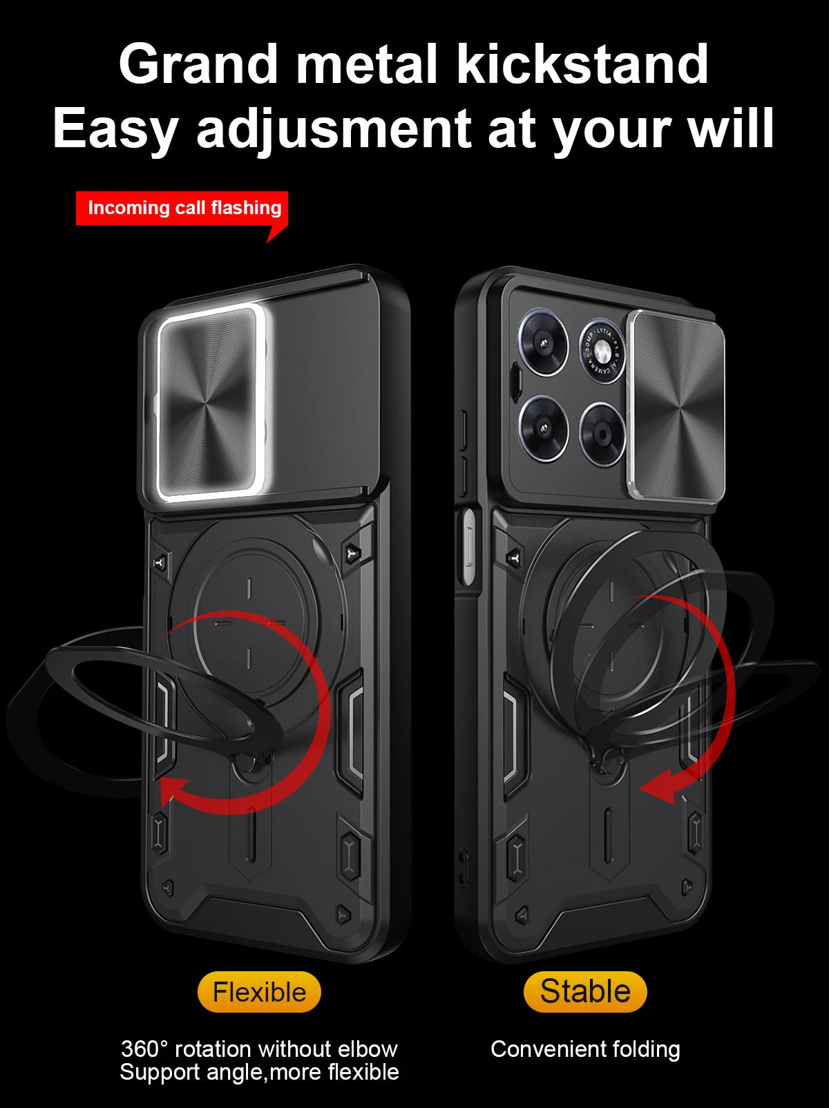 Motorola Slide Camera Lens Ring Kickstand Phone Cover For Moto G67 G77 G75 G84 G85 G86 G53 G54 G55 G56 G06 Power