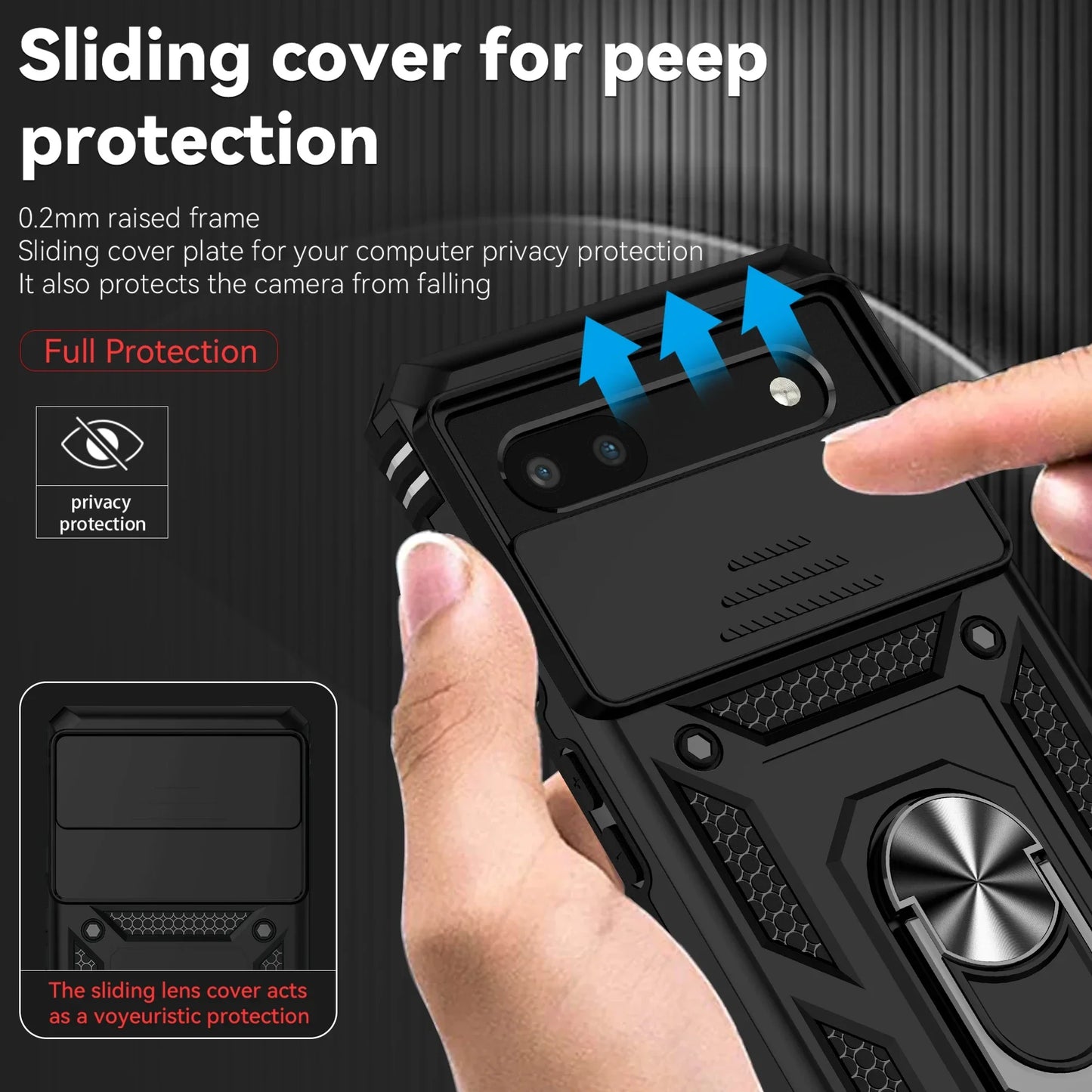 Phone case with camera cover and kickstand For Google Pixel 6 7 8 9 10 Pro XL 6A 7A 8A 9A 10A Camera Lens Protection Ring Holder Cover