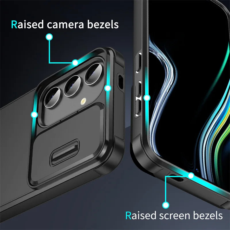 Slide Camera Protection Armor Magnetic Phone Case for Samsung S25 S24 S23 FE S22 S26 Ultra A56 A36 A16 A06 A55 A35 A25 A15 Cover