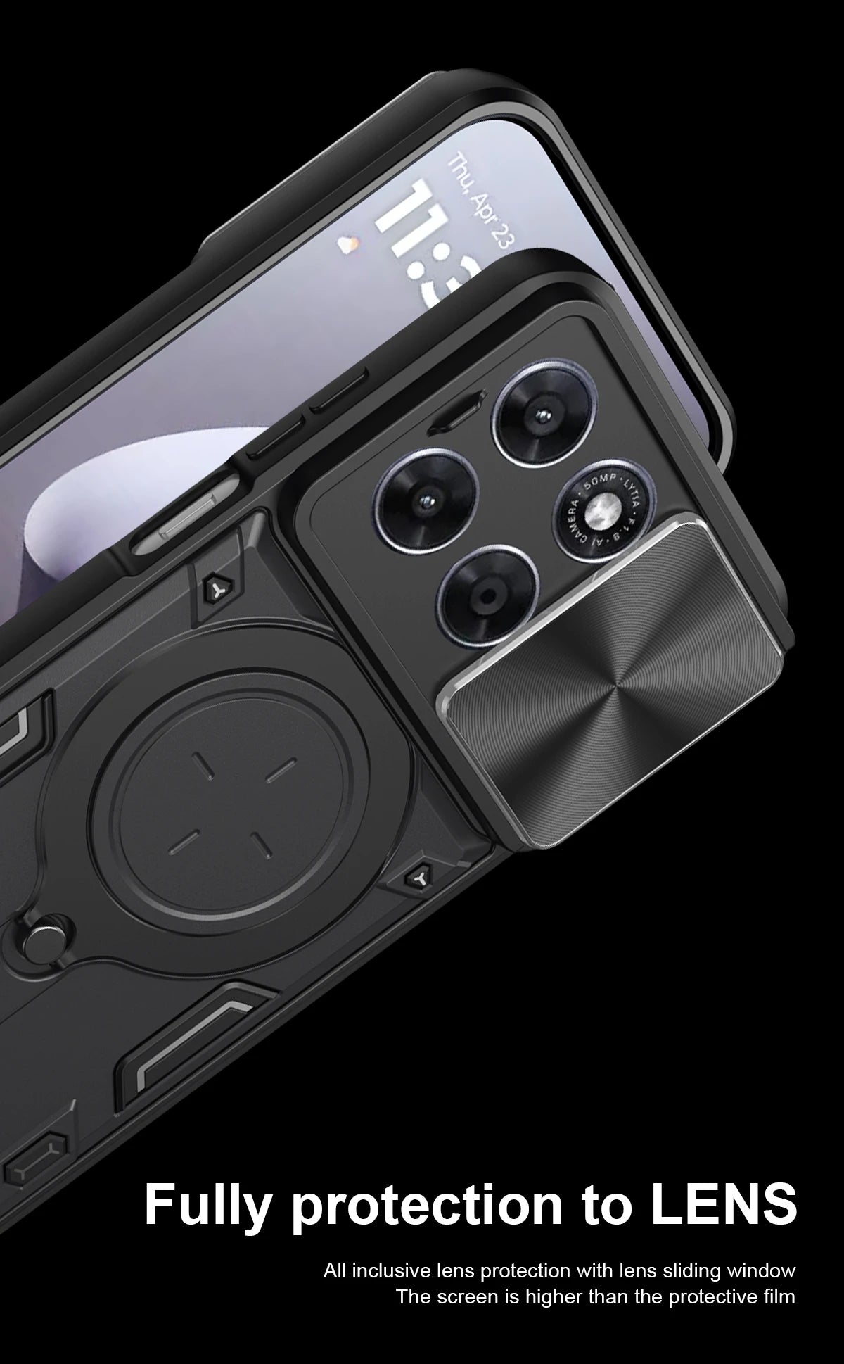 Motorola Slide Camera Lens Ring Kickstand Phone Cover For Moto G67 G77 G75 G84 G85 G86 G53 G54 G55 G56 G06 Power