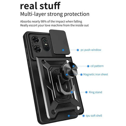 Motorola Edge Phone case with camera cover & kickstand for Motorola Edge 50 40 NEO 30 Pro Ultra Fusion G04 G34 G84 G54 G42