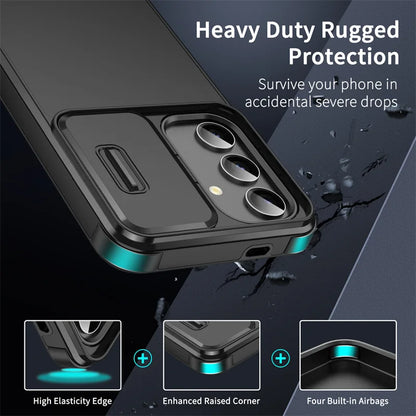 Slide Camera Protection Armor Magnetic Phone Case for Samsung S25 S24 S23 FE S22 S26 Ultra A56 A36 A16 A06 A55 A35 A25 A15 Cover