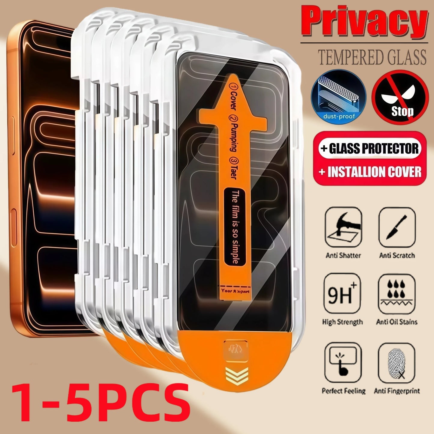 3-4 PCS  Privacy Glass For iPhone17 16 15 14 13 12 11 Pro Max  XR XS