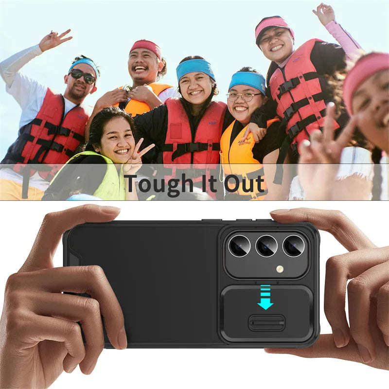 Slide Camera Protection Armor Magnetic Phone Case for Samsung S25 S24 S23 FE S22 S26 Ultra A56 A36 A16 A06 A55 A35 A25 A15 Cover
