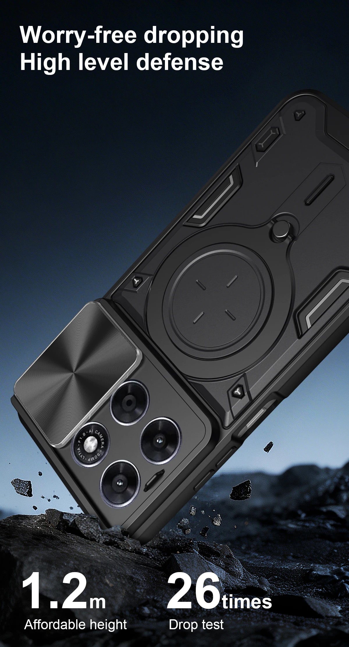 Motorola Slide Camera Lens Ring Kickstand Phone Cover For Moto G67 G77 G75 G84 G85 G86 G53 G54 G55 G56 G06 Power